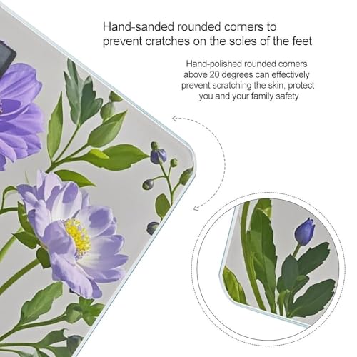 Báscula digital de baño estilo flor púrpura con pantalla LCD grande miniatura 4