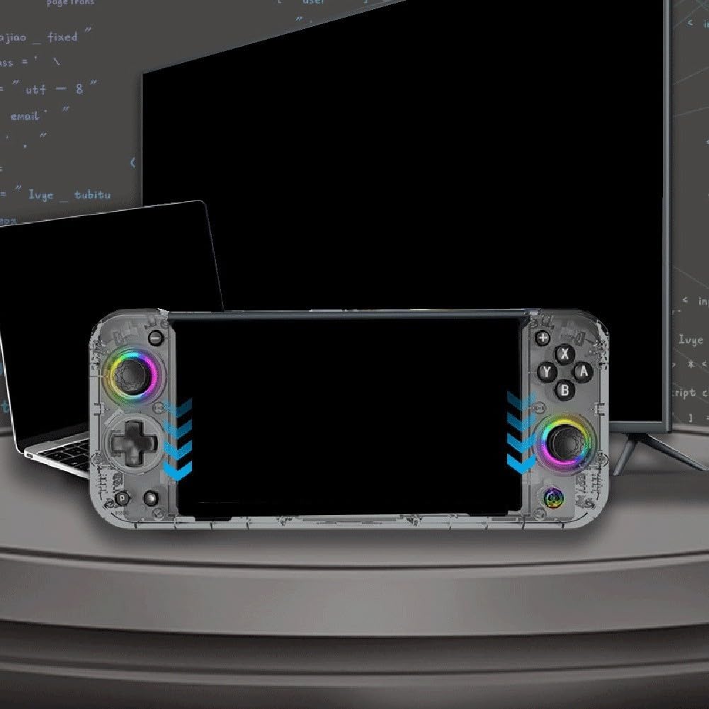 DAZZLEEX Controller wireless Pro per Nintendo Switch e con impugnatura ergonomica full-size, RGB regolabile, funzione Turbo, controllo del movimento a 6 assi, programmabile (bianco trasparente)