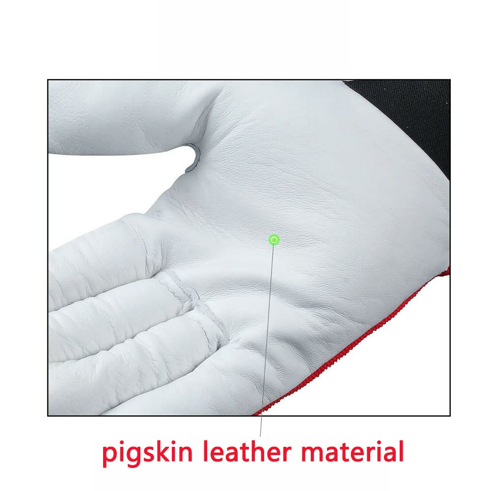 Gants de travail pour hommes, 5 paires de gants de travail de jardin Gants de travail de sécurité pour femmes en cuir de porc Gants de jardinage utilitaires souples respirants Spandex Dos (L)