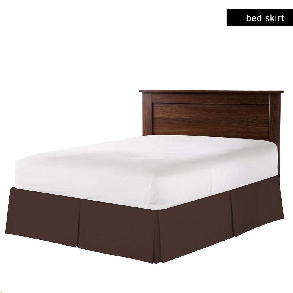 Unique Beddings Pima Cotton Bed-Skirt (King, Chocolate) with 10
