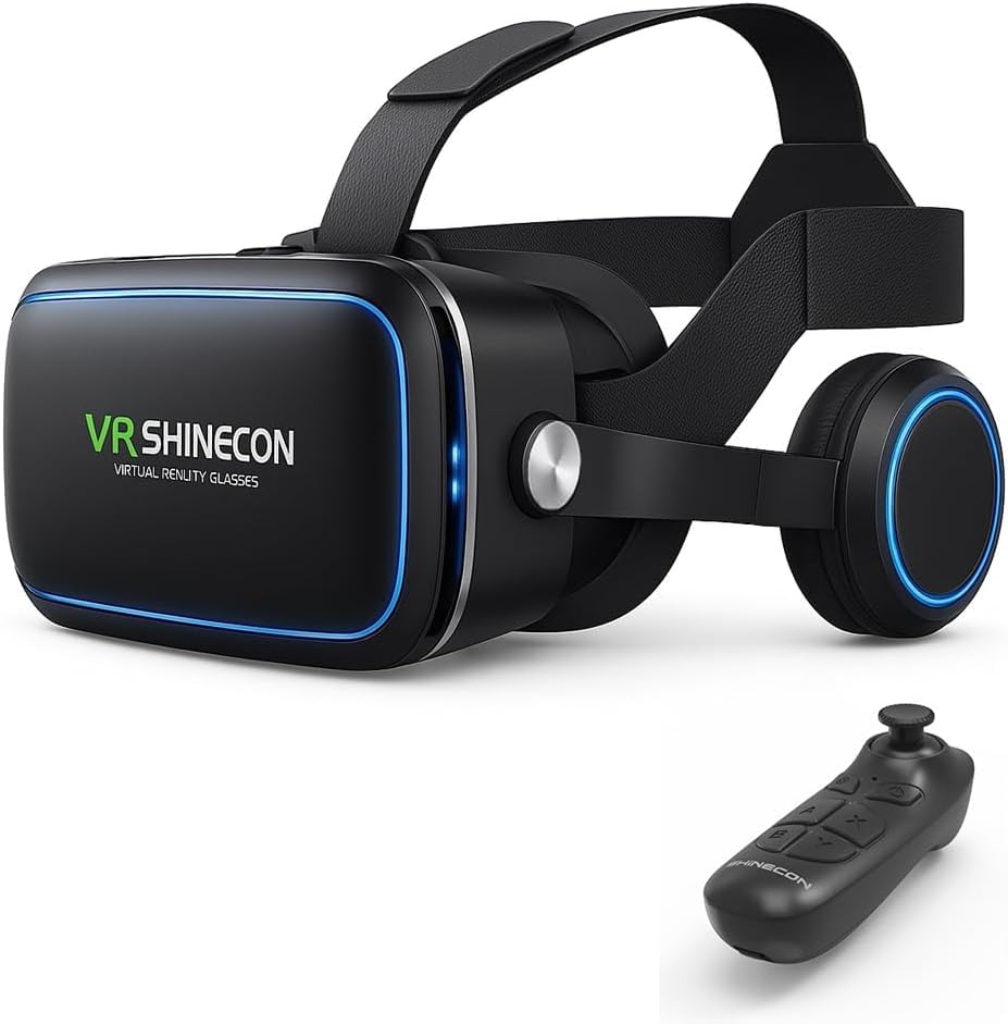 【iPhone再生可※本体操作対応】VRゴーグル スマホ用｜ヘッドホン一体型・DMM/FANZA対応｜Androidリモコン付属｜4.7～6.5インチ対応・初心者＆親子向け