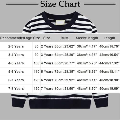 Boys Girls Cute Animals Print Long Sleeve T-Shirt Loose Crewneck Pullover Kids Striped Casual Tee Tops for 2-8 Years3