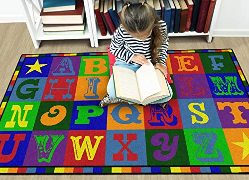Multicolor Early Blocks Alphabet Rug for Kidseden Classrooms & Home 4' x 6'