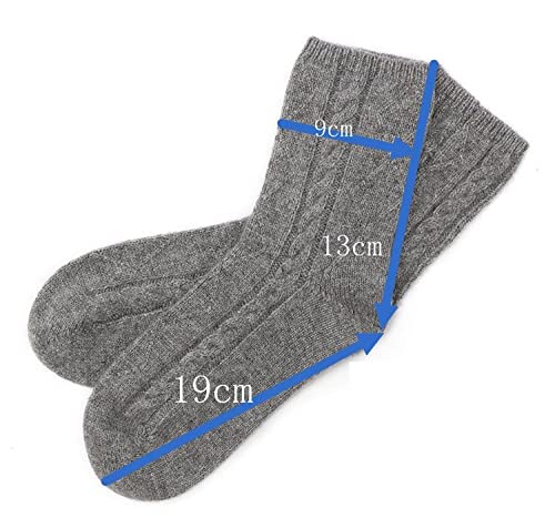 Image of 100% Pure Cashmere Women's Sleep Socks, 3-Ply Ultra Soft Cozy Cable Knit, Luxury Bed Socks for Warmth, Comfort, and Lounging (Grey)