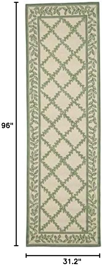SAFAVIEH Chelsea Collection Runner Rug - 2'6" x 8', Ivory & Light Green, Hand-Hooked French Country Wool, Ideal for High Traffic Areas in Living Room, Bedroom (HK230B)
