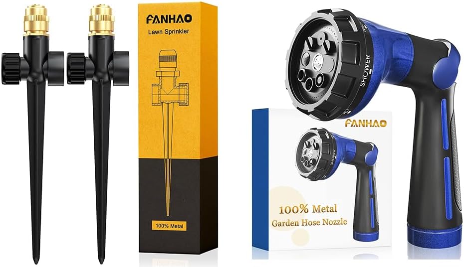 FANHAO Metal Lawn Sprinkler for Yard+100% Heavy Duty Metal Water Hose Sprayer
