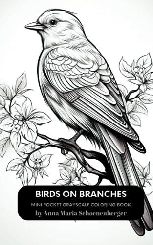 BIRDS ON BRANCHES: Mini Pocket Grayscale Coloring Book (Mini Pocket Coloring Books) image 2