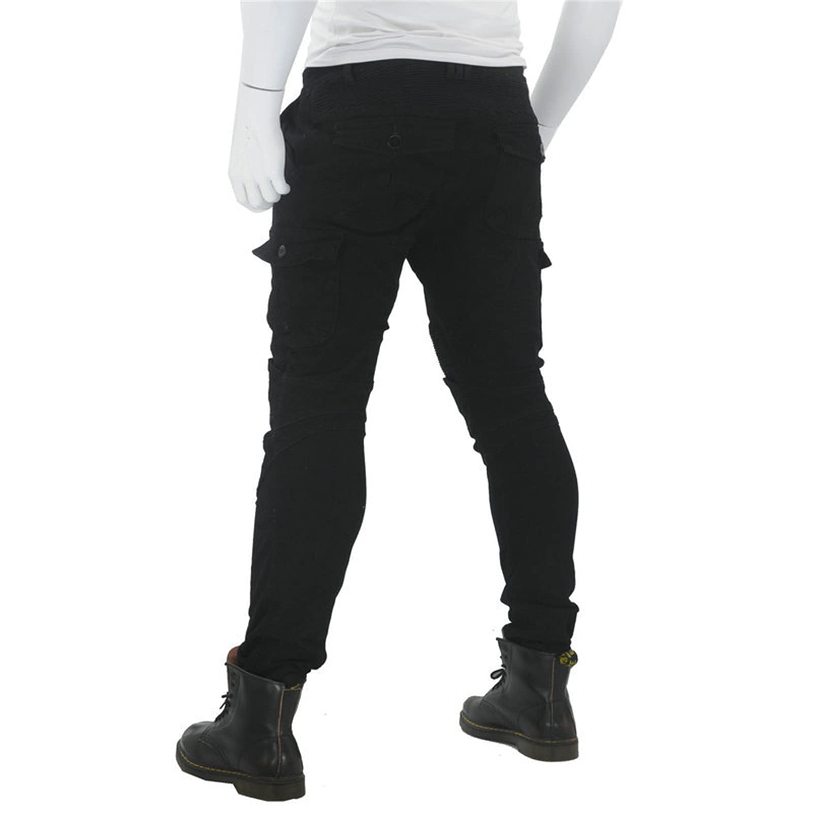 Pantalones Moto Hombre con Retirable Armadura Forro Protección Interior, Jeans De Moto Respirable Resistente Al Desgaste Tela Motorcycle Biker Pants,Negro,XXL