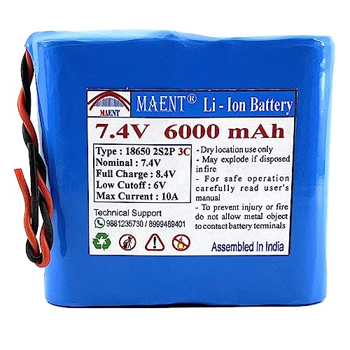 Image of MAENT 7.4V 18650 Lithium ion Rechargeable Battery 2S2P 2 Wire 5264 POS 8.4V for Electronics Toys Lighting Equipment POS Swipe Machine - 3C Rated (2 Wire, 6000 mah)