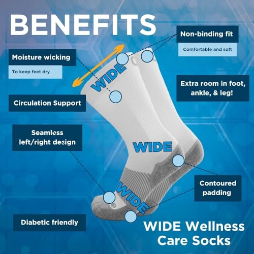 Image of OrthoSleeve Non-binding Wide Wellness Care Socks WC4 improves circulation and helps with sensitive feet, edema, and swelling