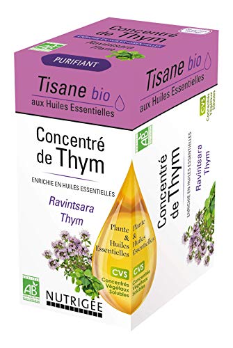 CONCENTRÉ DE THYM BIO • Purifiant • Enrichi en huiles essentielles THYM & RAVINTSARA • Concentrés Végétaux Solubles • Agriculture Biologique • 20 sachets • Fabriqué en France • Nutrigée Cover