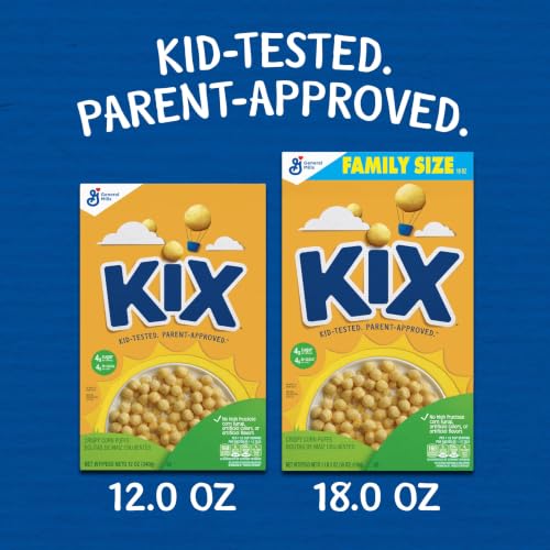 Image of Kix Whole Grain Breakfast Cereal, Corn Cereal Puffs, 12 oz | Crispy Corn Puffs, Good Source of Calcium, 12 Vitamins & Minerals, No Artificial Colors or Flavors