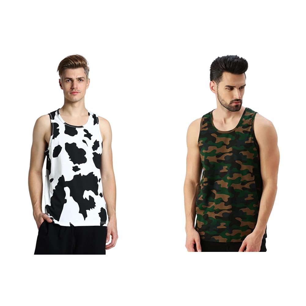 veirdo Men Sleeveless Regular Fit Tshirt, All Over Printed Vest for Men, Cotton Sando for Beach Wear, Gym, Cycling, Running, & Other Sports (Available in Different Pattern) Pack of 2-picture-45