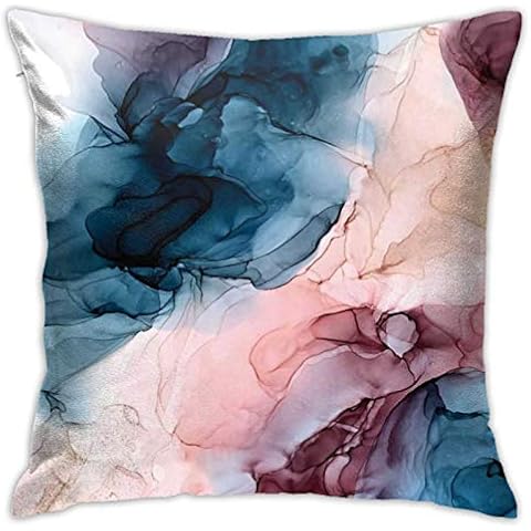 Pastel Plum Deep Blue Blush and Gold Abstract Painting Cotton Throw Pillow Cover Decorative Pillow Case Cover