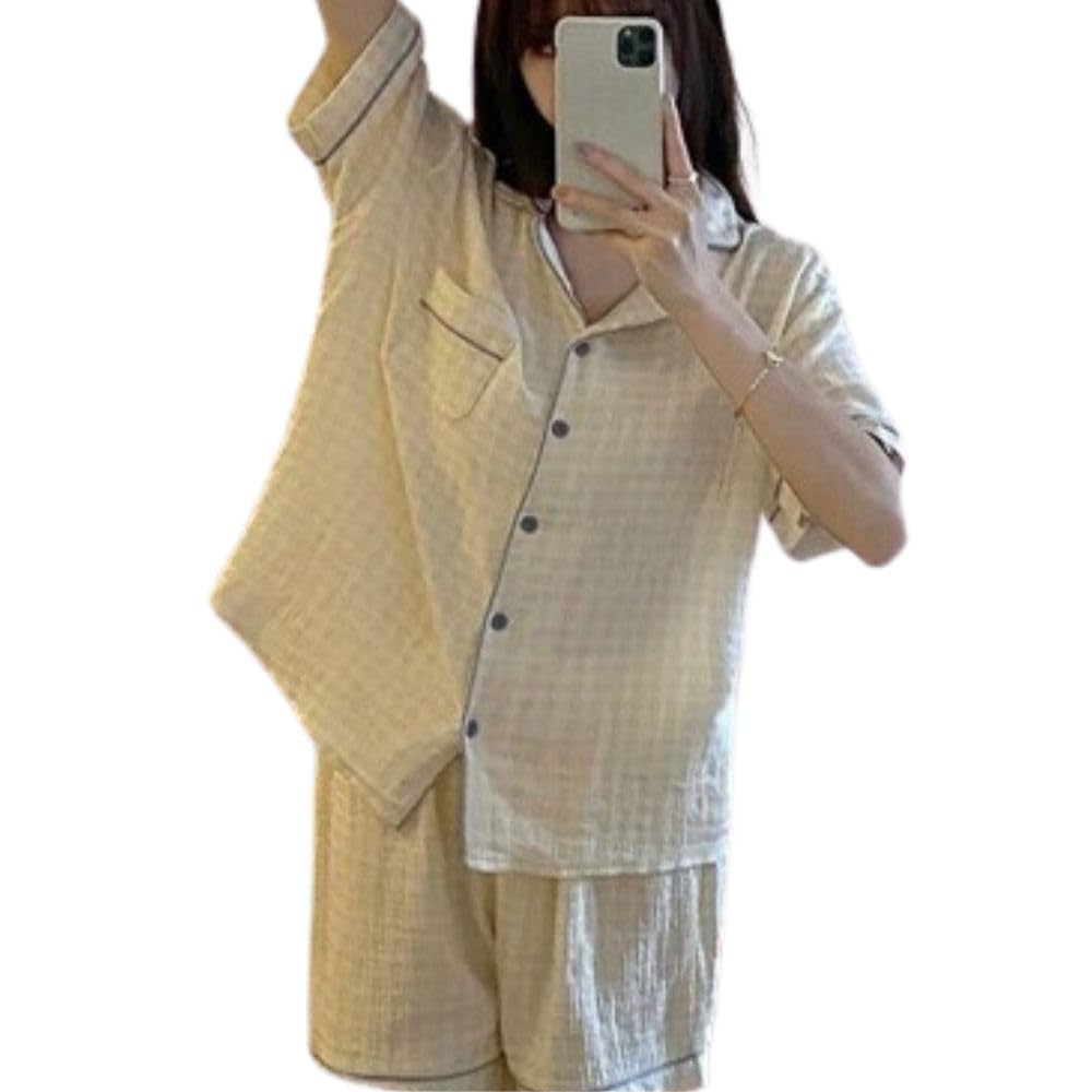 Cotton Pajamas, Women's, Top and Bottom Set, Sleepwear, Short Sleeve, Nightwear, Quick Drying, Comfortable, Soft Touch, Cute, Fashionable