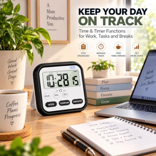 Image of PulGos Digital Clock for Study Kitchen |Multi-Function Large LCD Countdown
