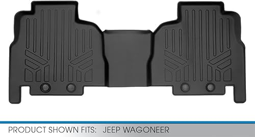 Miniatura 4 de SMARTLINER Juego de alfombrillas negras de segunda fila para todo tipo de clima, compatibles con Jeep WagoneerGrand Wagoneer 2022-2023 (modelo de 8