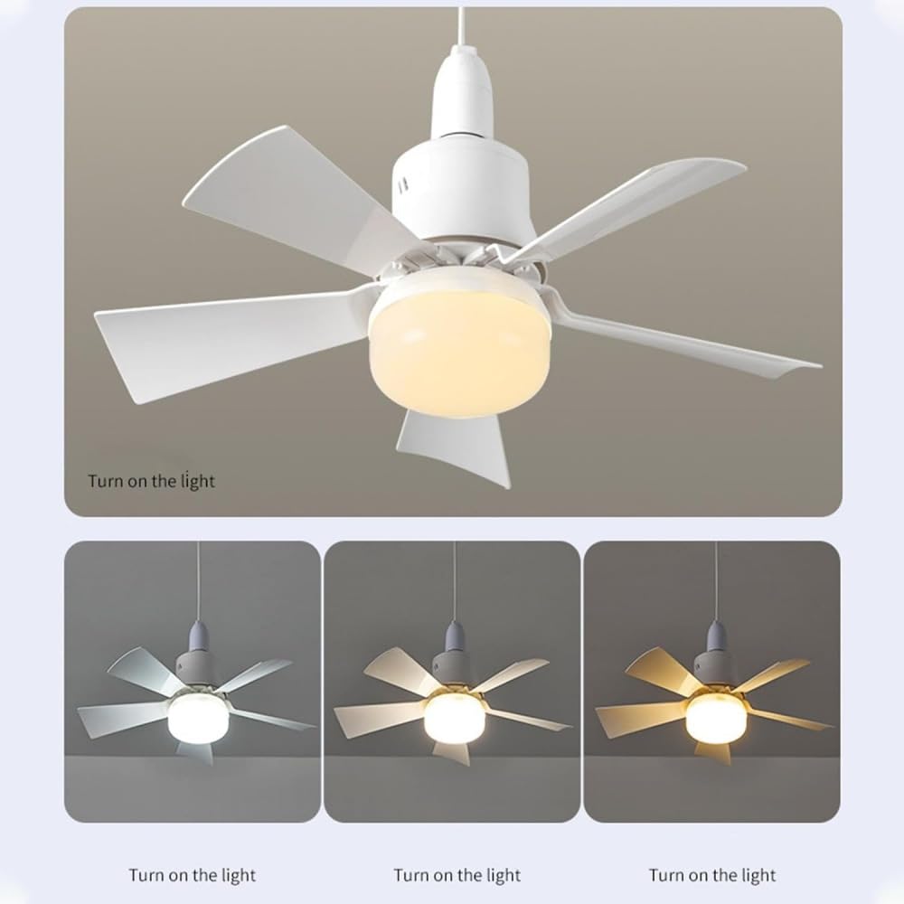 Ventilatore da Soffitto con Luce e Telecomando, Lampadario Ventilatore LED Dimmerabile 5 Pale, 3 velocità, Silenzioso, per Soggiorno, Camera