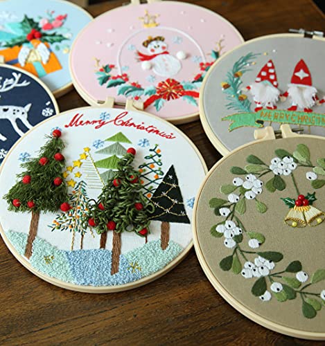 Image of Gogobear 7.9 inch Desktop Wall 3D Art Embroidery Painting Adult Beginner Handmade Embroidery DIY Christmas Snowman Material Kit Complete Set Includes All Materials