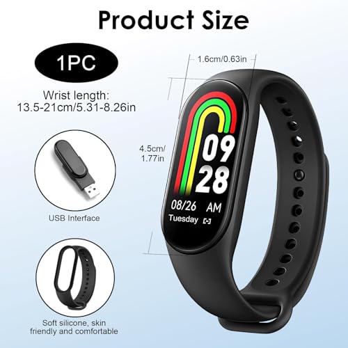 Fitness Activity Trackers with All-Day Heart Rate Blood Pressure Blood Oxygen Sleep Monitoring Step Running Calorie Counter IP67 Waterproof Pedometer Sports Watch for Women Men Kids Seniors Black - Image 5