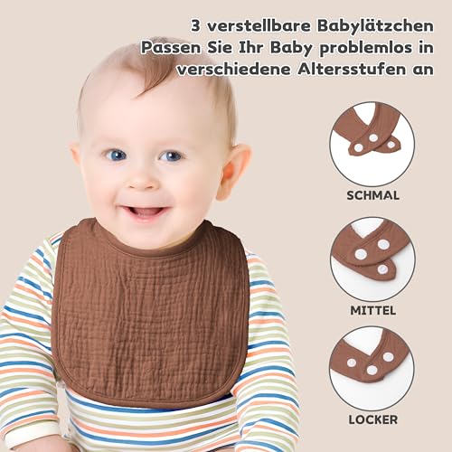 Susurration Bavaglino Neonato in Mussola per Neonati 6 Pezzi Morbidi Bavaglini Quadrati Regolabili per Neonati per Ragazze e Ragazzi Unisex