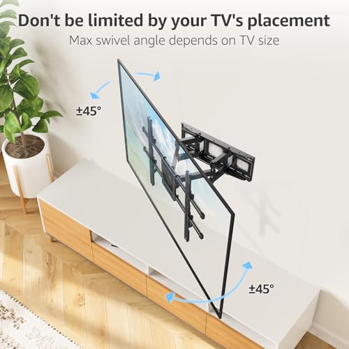 Image of MOUNTUP Full Motion TV Wall Mount for Most 40-85 inch Flat TVs up to 110 lbs, Wall Mount Bracket with Dual Articulating Arms, Tilt, Level, Swivel, TV Mount Fits 12 /16 inch Wood Stud, Max VESA 600x400mm