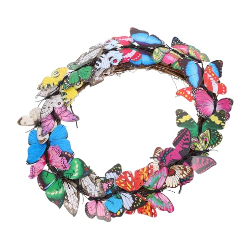 DECOMELODY Simulierter Schmetterlingskranz Dekorativer Türkranz für...