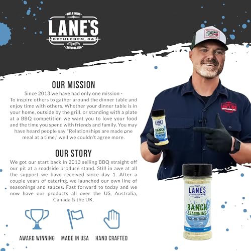 Image of Lane's Ranch Seasoning Powder, 4.27 oz - Versatile Ranch Powder for Wings, Veggies, Popcorn, Dips, Dressing & Pizza - Bold Buttermilk Herb Flavor, Gluten-Free, All-Natural, Low Sodium Seasoning