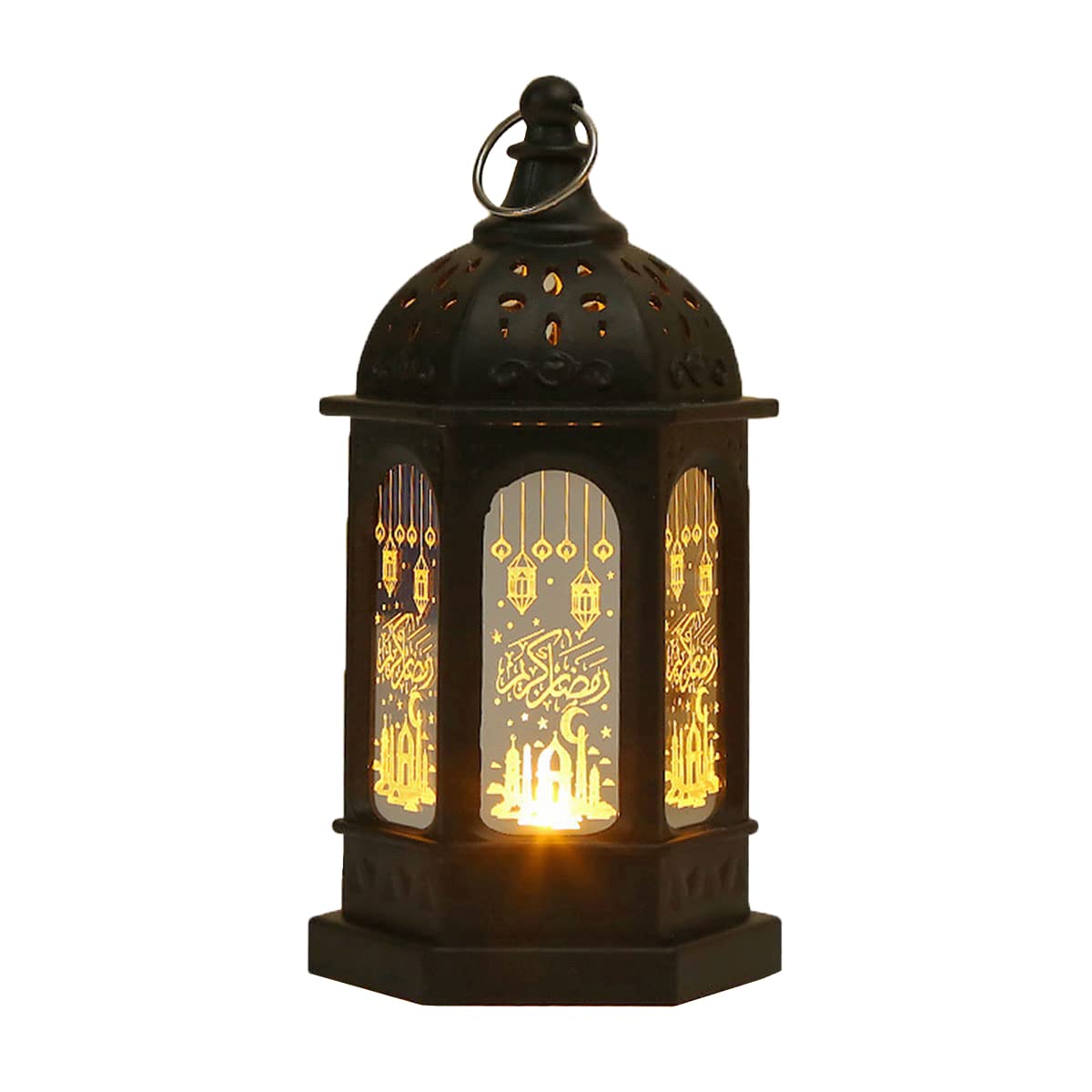 Ramadan LED Wind Lights,Ramadan Lantern Retro Crafts Decorations for Home,Ramadan Gifts for Kids - Ramadan Decorations for Table, Party Decor (Black) — image 1