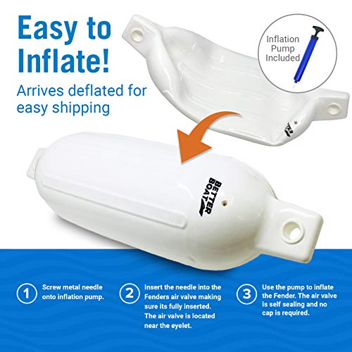 Image of Boat Fenders for Docking, 23 inch x 6.5 inch Inflatable Black Boat Bumpers