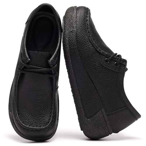 DGOXSWI Women's Platform Slip-on Loafers Casual Comfortable Daily Leather Shoes US Black 9