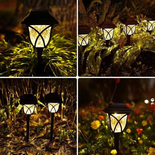 Image of Solar Pathway Lights - Waterproof Outdoor Garden Lights for Yard, Lawn, Patio - Auto On /Off LED Landscape Lighting, Decorative Solar Walkway Lights (2)