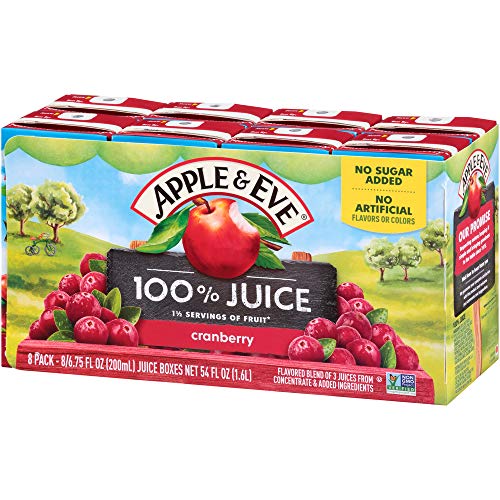 Apple & Eve 100% Juice, Natural Cranberry, 6.75 Fluid-oz, 40 Count