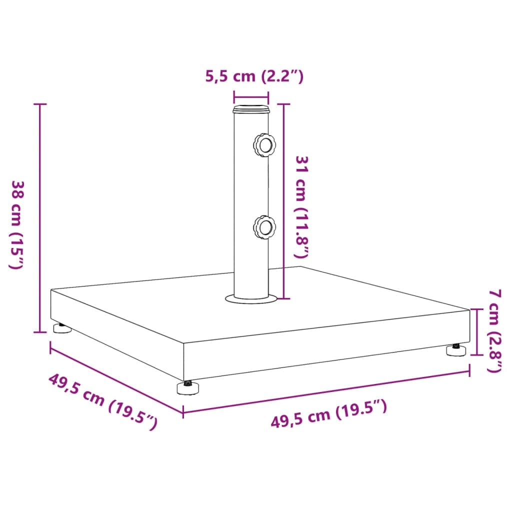 vidaXL Base de Parasol pour mâts Ø32/38/48 mm 28 kg carré