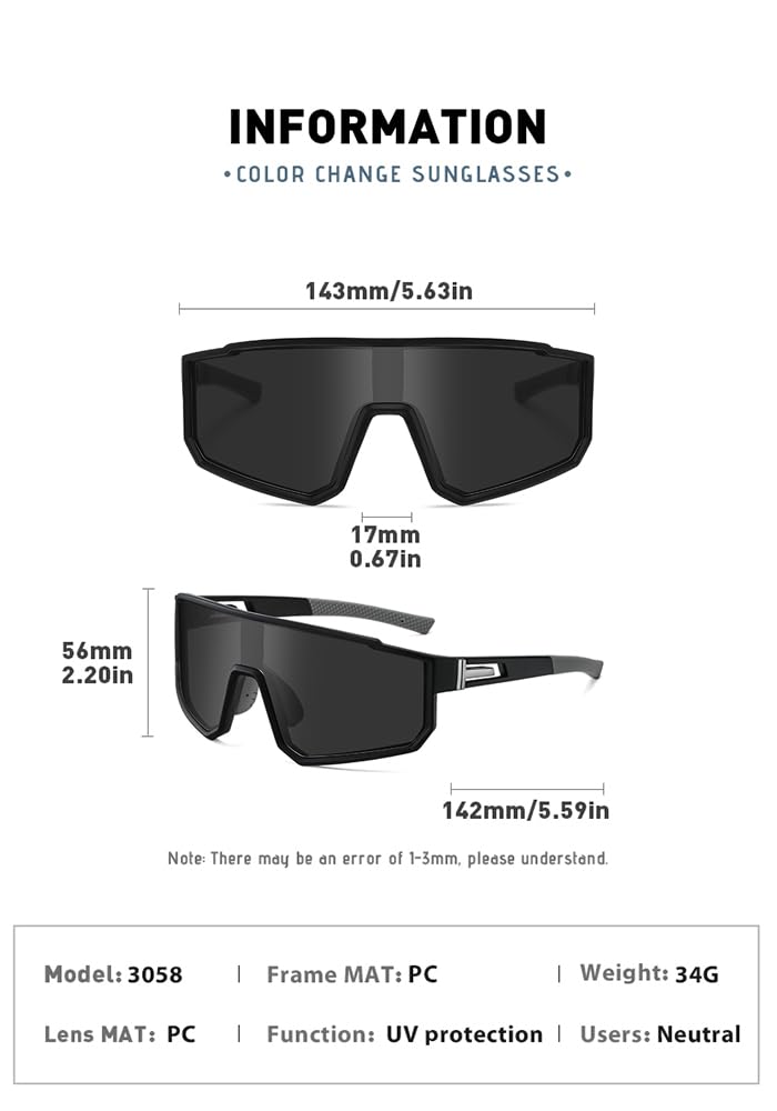 Occhiali Ciclismo Uomo Polarizzati - Veloci Occhiali da Sole per UV400 Bici Mountain Bike Moto Sportivi Corsa