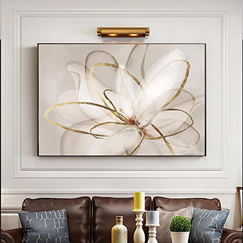 Toile moderne fleur d'or 70x100 cm art abstrait grand format haute définition sans cadre