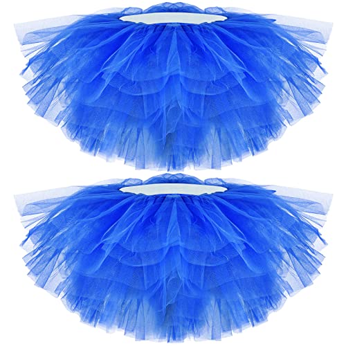 2 Pack Tutú Falda Mujer Adolescente Adulto Clásico Falda Elástica 5 Capas Tutú Tutú Falda Corta Dama 80's Tutú Falda Corta Tutú, Azul / Patchwork, Talla Única Cover