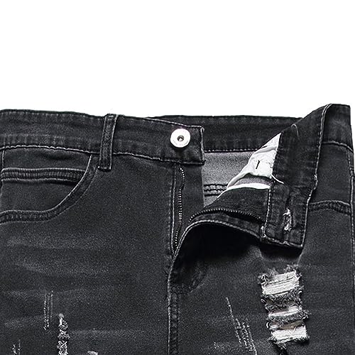 JEKE-DG Men's Ripped Slim Fit Jeans Stretch Destroyed Ripped Skinny Jeans Fashion Design Streetwear Denim Trousers3