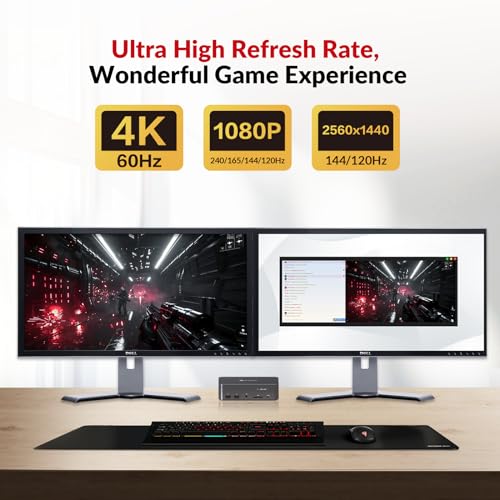 AV Access KVM Switch Dock 2 Monitors 2 Laptops, 4K KVM Switch Dual Monitor, 2 USB-C MST Ports, 60W PD for Each PC, 1G Ethernet, EDID Emulation, 2K@144Hz, 1080P@240Hz, Ideal for Home Office & Gaming - Thumbnail 7