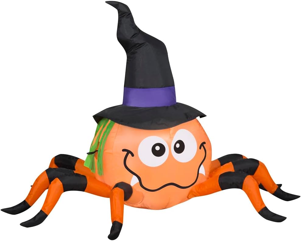 Gemmy Airblown Inflatable Orange Spider, 3 ft Tall, Multi