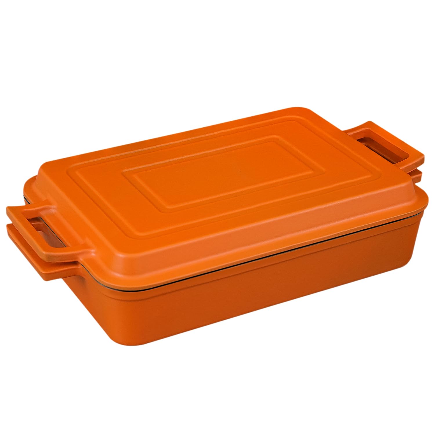 Cast Iron Rectangular Dutch Oven Cast Iron Pan with Skillet Lid 9"X13"Casserole Dishes for Oven 2-In-1 Lasagna Pan set