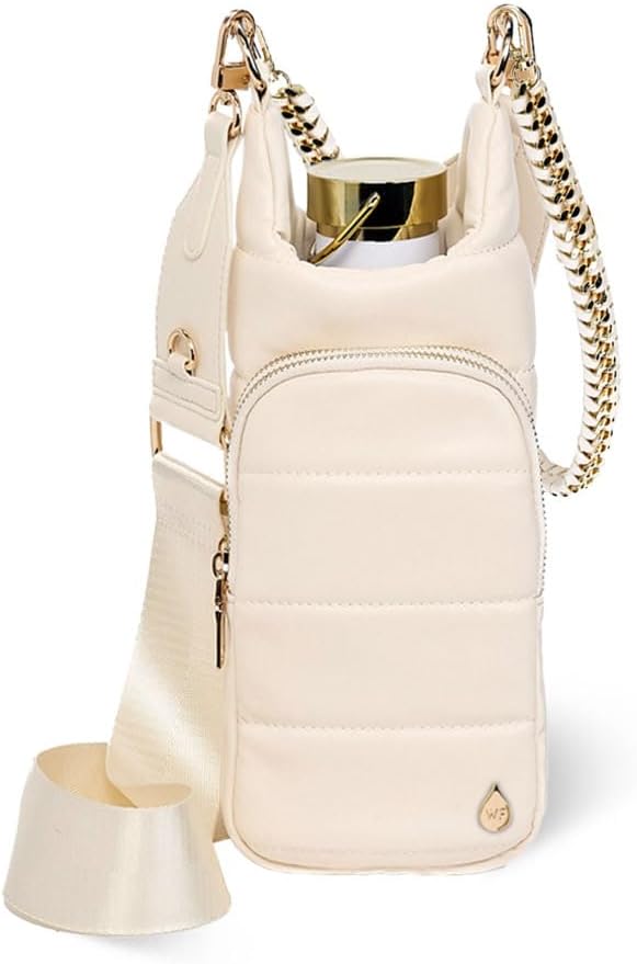 Original HydroBag | Oprah’s Favorite Things 2024 | Vegan Leather Water Bottle Holder w/Strap Bundle, Vegan Leather Ivory, Standard, Hydrobag
