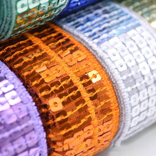 5 Yards Sequin Ribbon, Sequin Trim Applique, Glitter Sequin Border Decorative Ribbon - Image 2