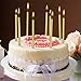 24 Count Party Long Thin Cake Candles Metallic Birthday Candles in Holders for Birthday Cakes Cupcake, Gold
