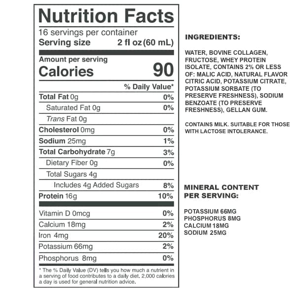 Vidafuel Protein Drink, 16g protein per 2oz shot