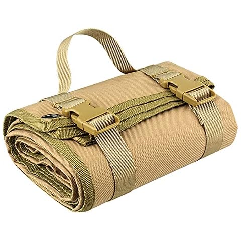 KIDYBELL Portable Tactical Shooting Mat Non-Padded Shooting Mat Waterproof Non-Slip Roll-up Shooter Range Pad Khaki Cover