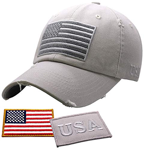 Image of Antourage American Flag Unisex Baseball Hat for Men and Women | USA Flag Mesh Snapback Flat Visor Cap + 2 Patriotic Patches