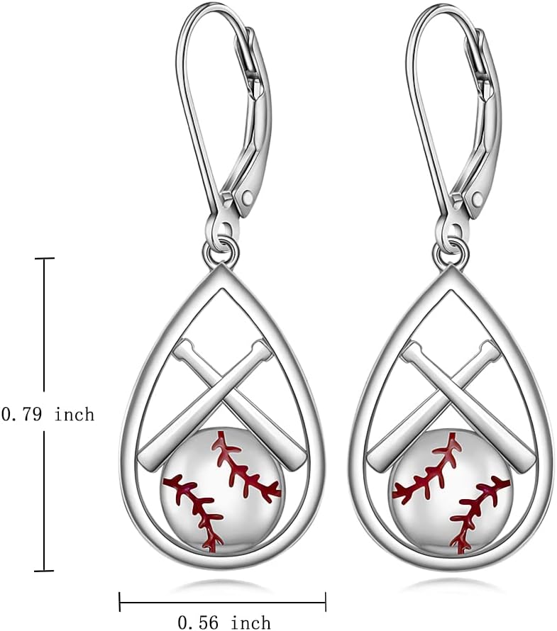 Baseball Earrings for Women Mom 925 Sterling Silver Dangle Baseball Softball Earrings Sports Related Gifts for Sisters Friends