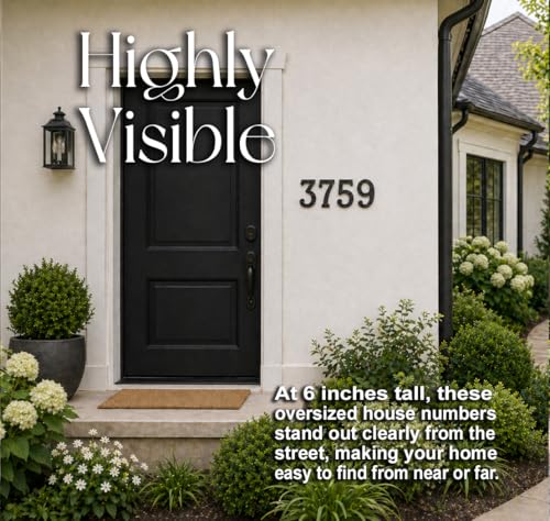 Image of NACH House Numbers for Outside, 6 inch Black Address Numbers for House - Number 9 - Rustic Numbers for Outside with Mounting Hardware