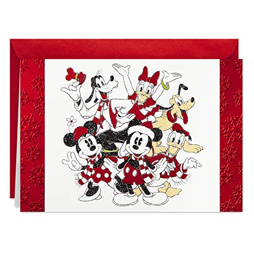 Hallmark Disney Boxed Cartões de Natal, Mickey Mouse e Amigos (16 Cartões e 17 Envelopes) (1XPX5519)